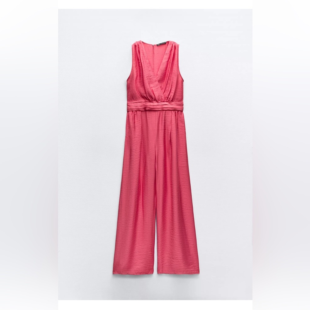 Elegant Zara Cotton Coral Wide-leg Jumpsuit